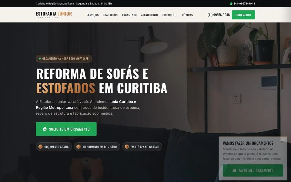 Site Estofaria Junior criado pela Adapt Media