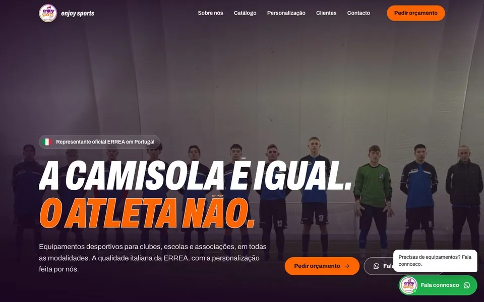 Site Enjoy Sports criado pela Adapt Media