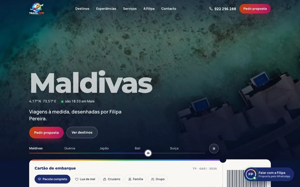 Site Travel Pass criado pela Adapt Media