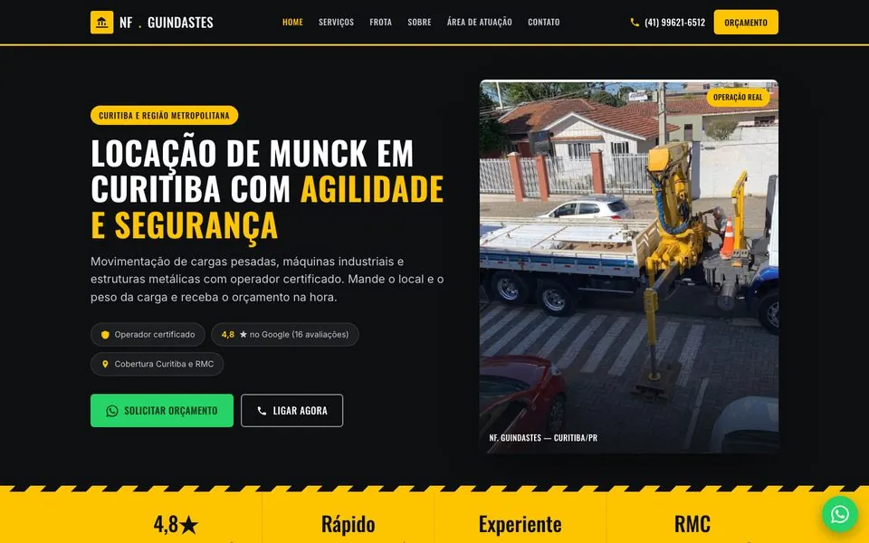 Site NF. Guindastes criado pela Adapt Media