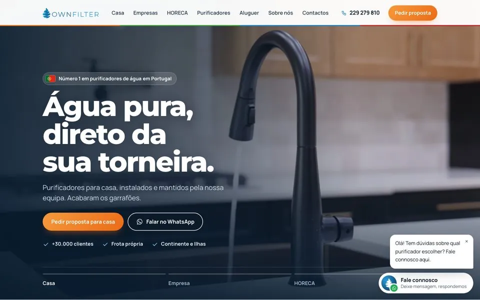 Site Ownfilter criado pela Adapt Media